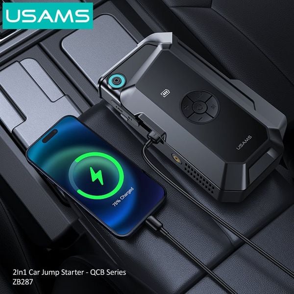 Bộ Kích Bình 2-in-1 Kiêm Bơm Lốp Cho Ô Tô USAMS ZB287 (1000A, 8000mAh)