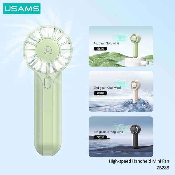 Quạt mini cầm tay USAMS ZB288 High-speed Handheld Mini Fan (1200mAh, 3.5W, 4.7H)