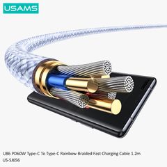 Cáp sạc nhanh USAMS SJ656 U86 PD60W Type-C To Type-C Rainbow Braided