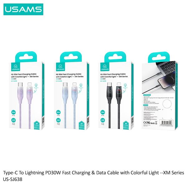 Cáp sạc nhanh USAMS SJ638 Type-C To Lightning PD30W XM Series