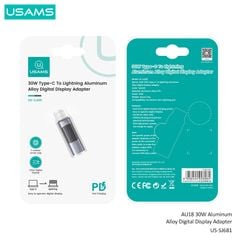 Đầu chuyển Type-C To Lightning USAMS SJ681 AU18 30W (Aluminum Alloy Digital Display Adapter)