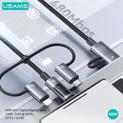 Cáp sạc đa năng USAMS SJ713 / SJ736 60W 6In1 Digital Display Sufeng Series