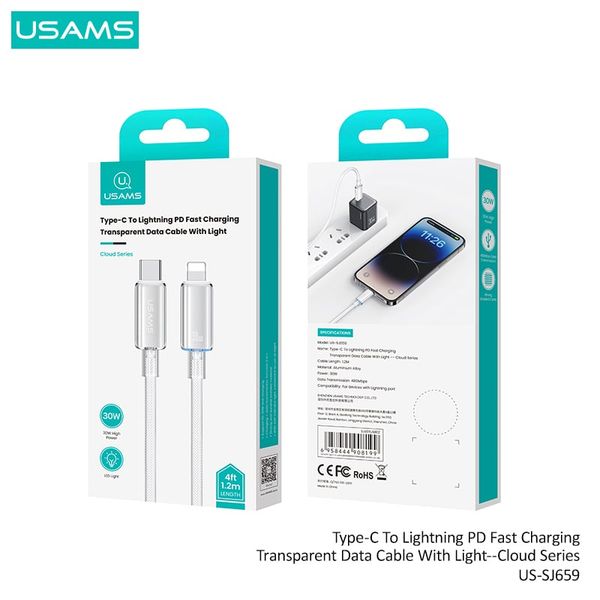 Cáp sạc nhanh USAMS SJ659 Type-C To Lightning Cloud Series