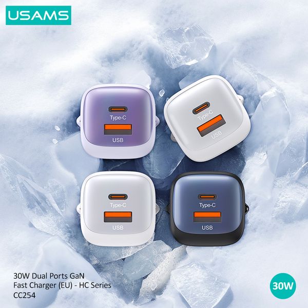 Củ Sạc Nhanh C+A USAMS CC254 30W (GaN, PD3.0)
