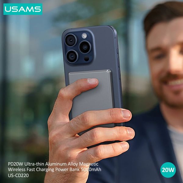 Pin Dự Phòng Không Dây Nam Châm USAMS CD220 PB73 5000mAh 20W