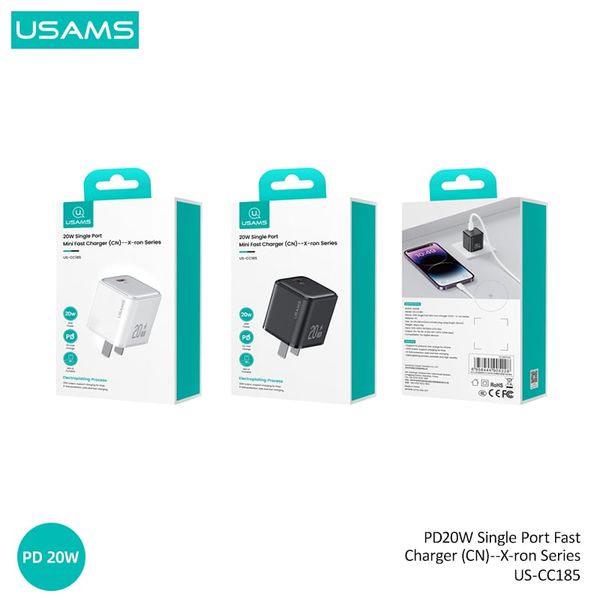 Combo Củ Sạc Nhanh USAMS CC185 20W (Kèm cáp SJ610 C To Lightning)
