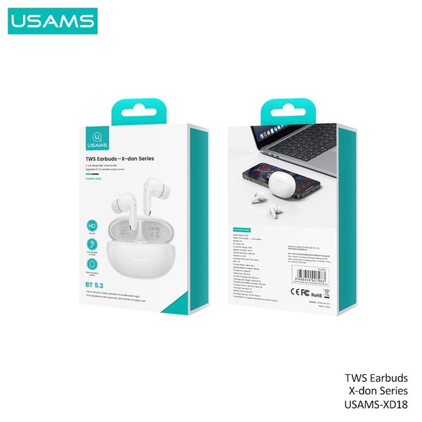 Tai nghe không dây TWS USAMS XD18 (Bluetooth v5.3, 6H)