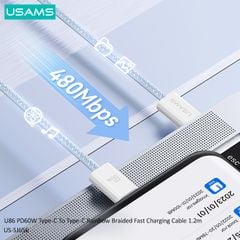 Cáp sạc nhanh USAMS SJ656 U86 PD60W Type-C To Type-C Rainbow Braided