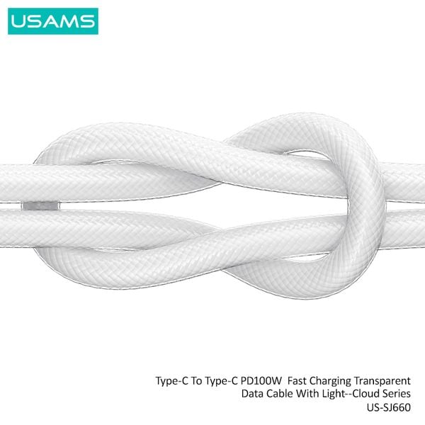Cáp sạc nhanh USAMS SJ660 Type-C To Type-C PD100W Cloud Series