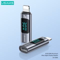 Đầu chuyển Type-C To Lightning USAMS SJ681 AU18 30W (Aluminum Alloy Digital Display Adapter)