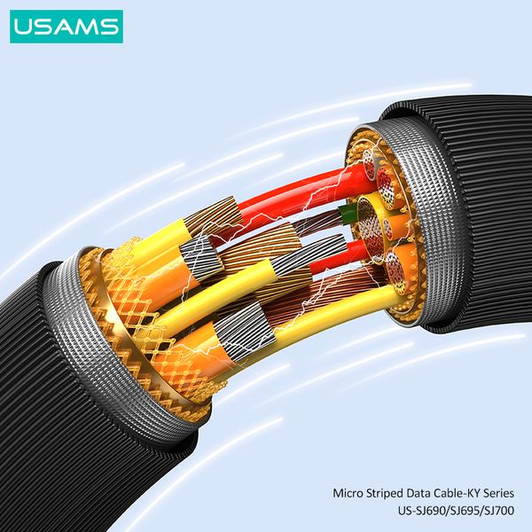 Cáp sạc nhanh USAMS SJ690 Micro Striped KY Series