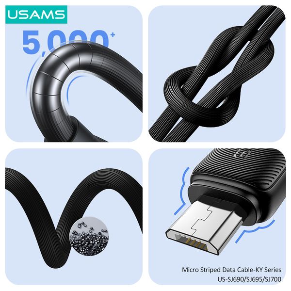 Cáp sạc nhanh USAMS SJ690 Micro Striped KY Series
