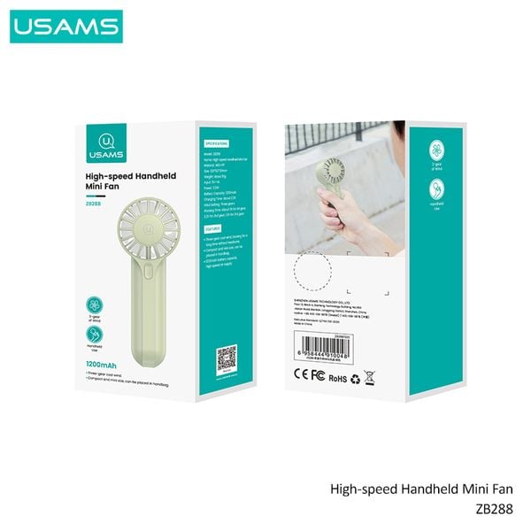 Quạt mini cầm tay USAMS ZB288 High-speed Handheld Mini Fan (1200mAh, 3.5W, 4.7H)