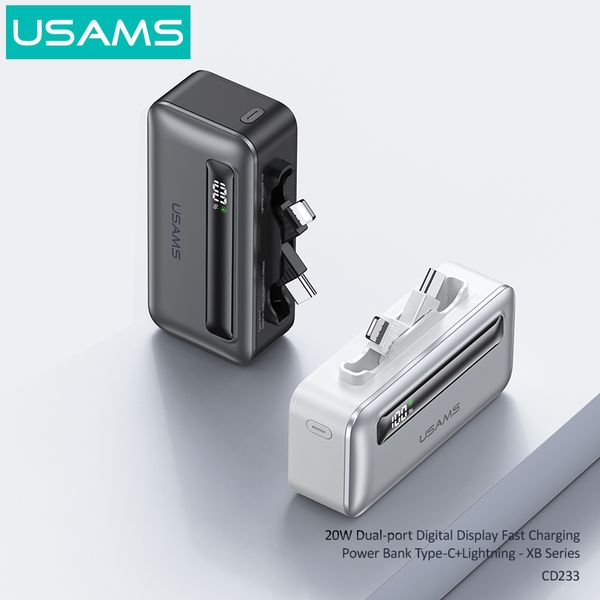 Pin Dự Phòng Mini USAMS CD233 4500mAh 20W (Cổng Type-C + Lightning, Digital Display)