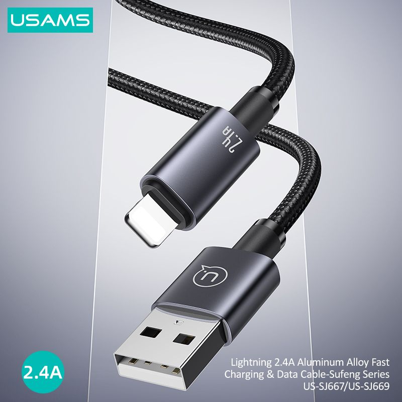 Cáp sạc nhanh USAMS SJ667 Lightning 2.4A Aluminum Alloy Sufeng Series