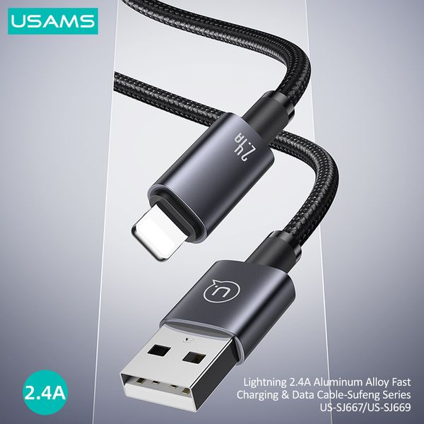 Cáp sạc nhanh USAMS SJ667 Lightning 2.4A Aluminum Alloy Sufeng Series