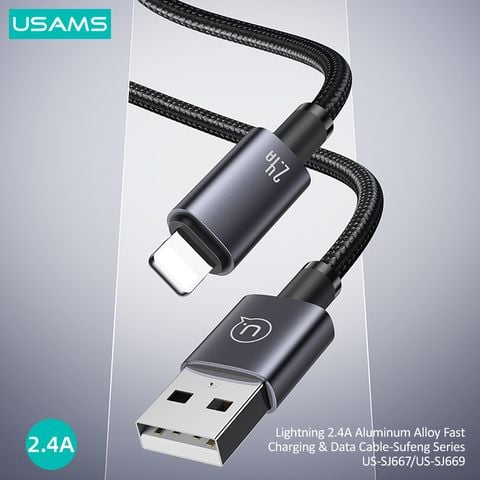 Cáp sạc nhanh USAMS SJ667 Lightning 2.4A Aluminum Alloy Sufeng Series
