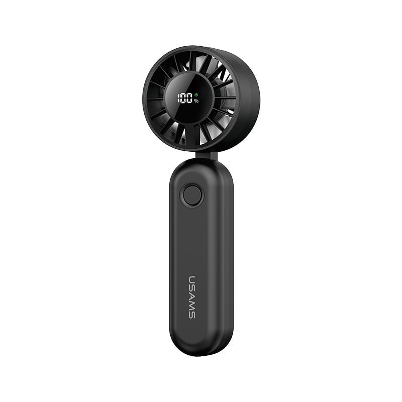 Quạt Cầm Tay USAMS ZB352 3W (Intelligent Digital Display, 1200mAh, 5-gear of Wind, 105° Foldable, 10398RPM)