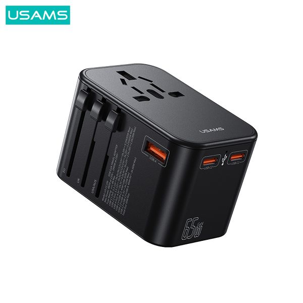 Bộ Sạc Nhanh Du Lịch Đa Năng 2C+U USAMS CC199 T62 GaN 65W (EU/UK/AU/US)
