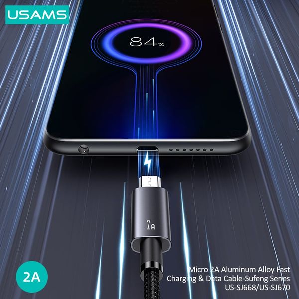 Cáp sạc nhanh USAMS SJ668 Micro 2A Aluminum Alloy Sufeng Series