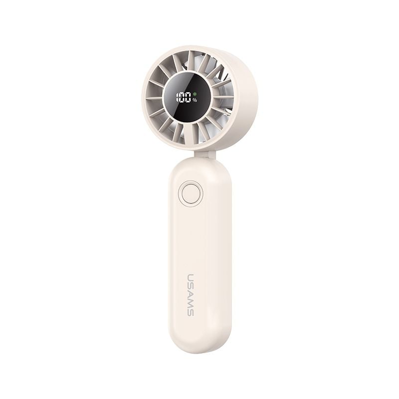 Quạt Cầm Tay USAMS ZB352 3W (Intelligent Digital Display, 1200mAh, 5-gear of Wind, 105° Foldable, 10398RPM)