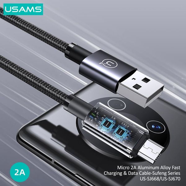 Cáp sạc nhanh USAMS SJ668 Micro 2A Aluminum Alloy Sufeng Series