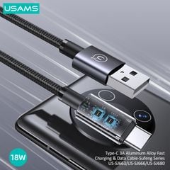Cáp sạc nhanh USAMS SJ680/SJ663 Type-C 3A Aluminum Alloy Sufeng Series