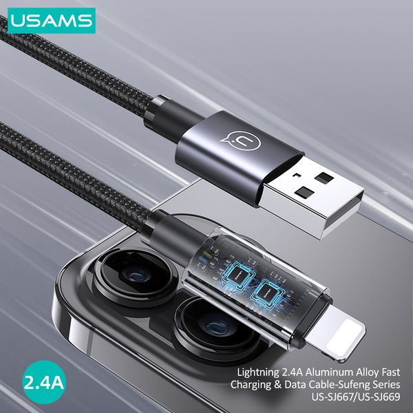Cáp sạc nhanh USAMS SJ667 Lightning 2.4A Aluminum Alloy Sufeng Series