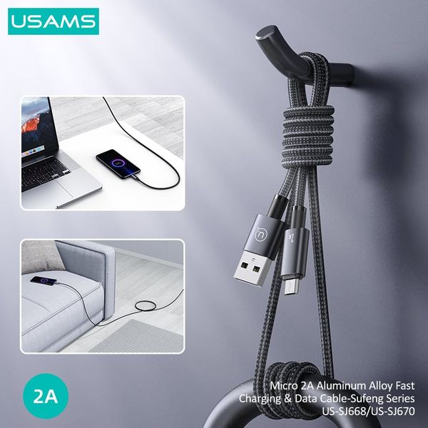 Cáp sạc nhanh USAMS SJ668 Micro 2A Aluminum Alloy Sufeng Series