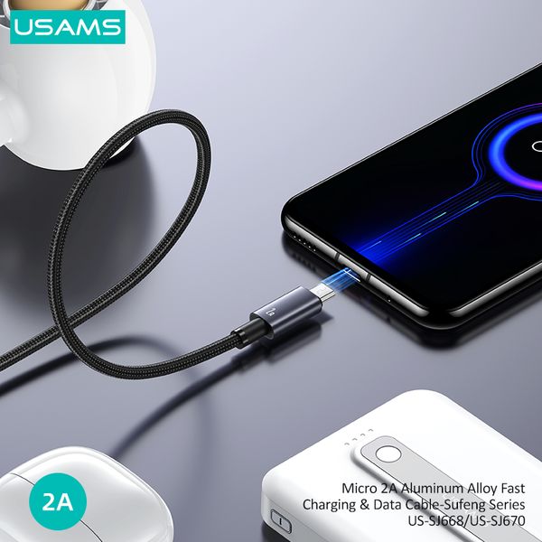 Cáp sạc nhanh USAMS SJ668 Micro 2A Aluminum Alloy Sufeng Series