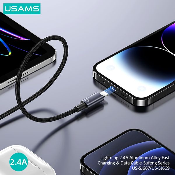Cáp sạc nhanh USAMS SJ667 Lightning 2.4A Aluminum Alloy Sufeng Series