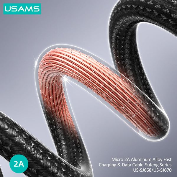 Cáp sạc nhanh USAMS SJ668 Micro 2A Aluminum Alloy Sufeng Series