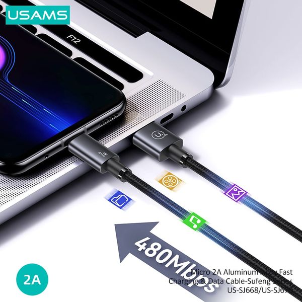 Cáp sạc nhanh USAMS SJ668 Micro 2A Aluminum Alloy Sufeng Series