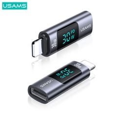 Đầu chuyển Type-C To Lightning USAMS SJ681 AU18 30W (Aluminum Alloy Digital Display Adapter)