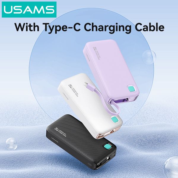 Pin Sạc Dự Phòng Tích Hợp Cáp Dây Rút Type-C USAMS CD224 10000mAh 20W (Digital Display)