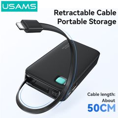 Pin Dự Phòng Tích Hợp Cáp Dây Rút Lightning USAMS CD225 10000mAh 20W (LED Display)