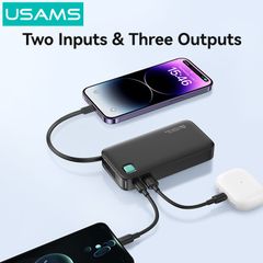 Pin Dự Phòng Tích Hợp Cáp Dây Rút Lightning USAMS CD225 10000mAh 20W (LED Display)
