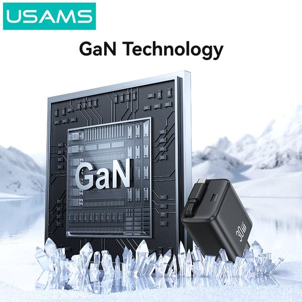Bộ Sạc Nhanh Kèm Cáp Sạc Dây Rút USAMS CC241 30W Type-C Charger GaN PD3.0+QC3.0