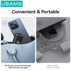 Bộ Sạc Nhanh Kèm Cáp Sạc Dây Rút USAMS CC241 30W Type-C Charger GaN PD3.0+QC3.0