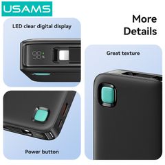 Pin Dự Phòng Tích Hợp Cáp Dây Rút Lightning USAMS CD225 10000mAh 20W (LED Display)