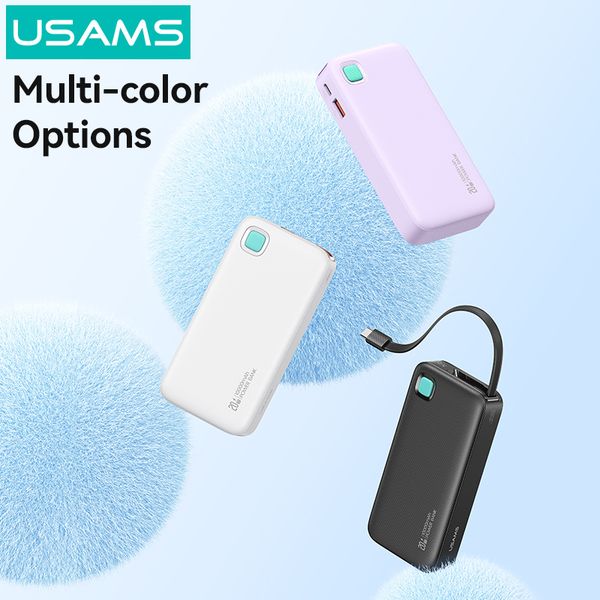 Pin Sạc Dự Phòng Tích Hợp Cáp Dây Rút Type-C USAMS CD224 10000mAh 20W (Digital Display)