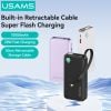 Pin Sạc Dự Phòng Tích Hợp Cáp Dây Rút Type-C USAMS CD224 10000mAh 20W (Digital Display)