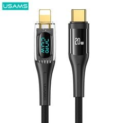 Cáp Sạc Nhanh C To Lightning USAMS SJ588 20W (1.2m, Trong suốt, Digital Display)
