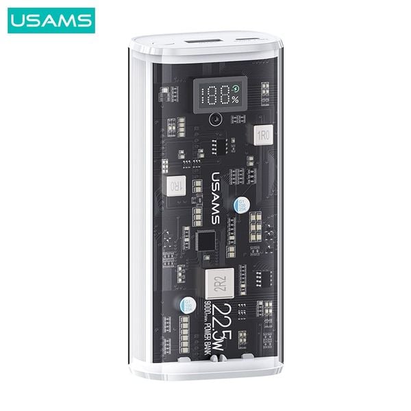 Pin Dự Phòng sạc nhanh nhỏ gọn USAMS CD189 9000mAh 20W (Digital Display, USB+Type-C port, Trong suốt, PD + QC3.0)