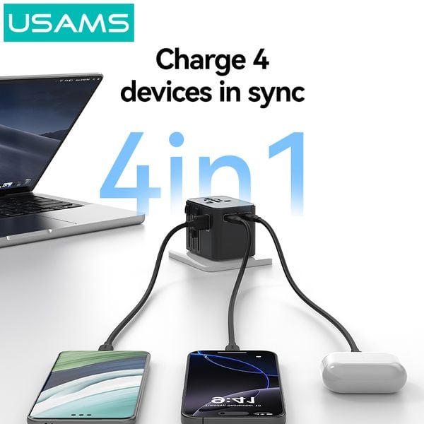 Củ Sạc Du Lịch 2C+1A USAMS CC308 17W (US/AU/UK/EU)