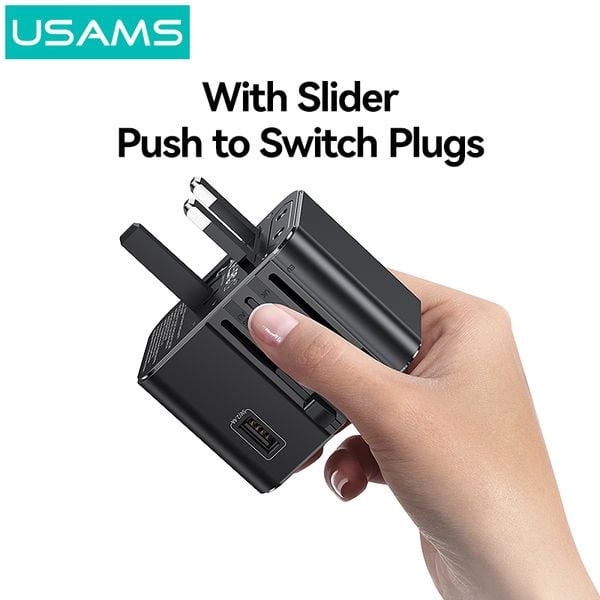 Củ Sạc Du Lịch 2C+1A USAMS CC308 17W (US/AU/UK/EU)