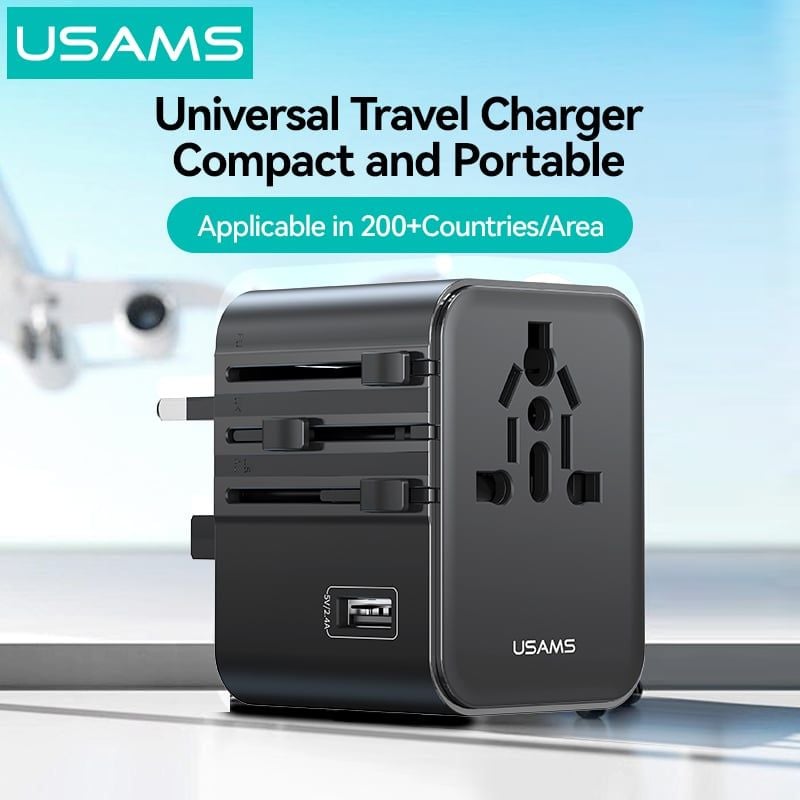 Củ Sạc Du Lịch 2C+1A USAMS CC308 17W (US/AU/UK/EU)