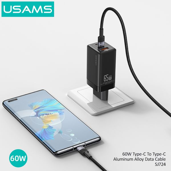 Cáp sạc nhanh USAMS SJ724 60W Type-C To Type-C Aluminum Alloy SY Series