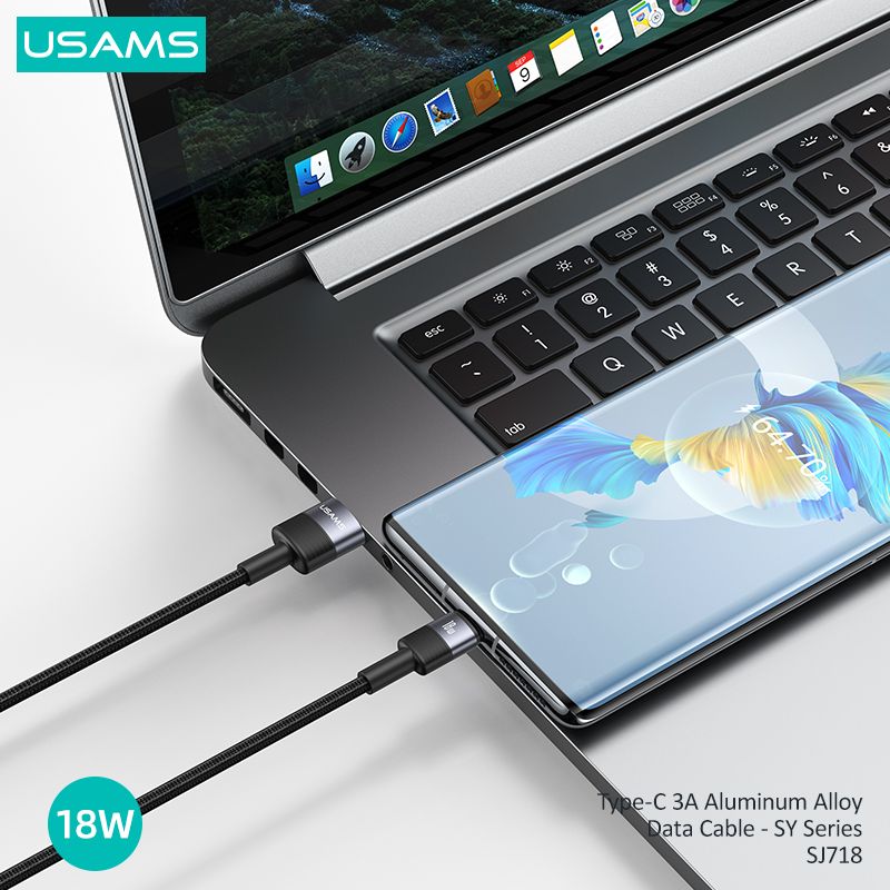 Cáp sạc nhanh USAMS SJ718 Type-C 3A Aluminum Alloy SY Series