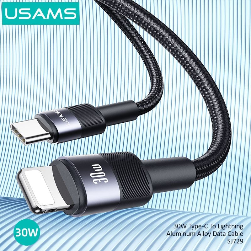 Cáp sạc nhanh USAMS SJ729 30W Type-C To Lightning Aluminum Alloy SY Series